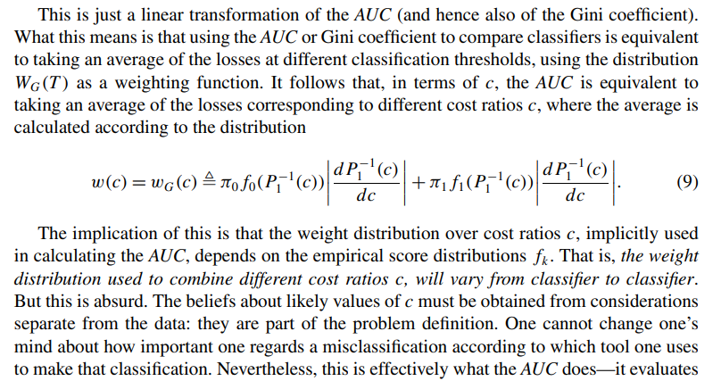 David Hand sobre el AUC